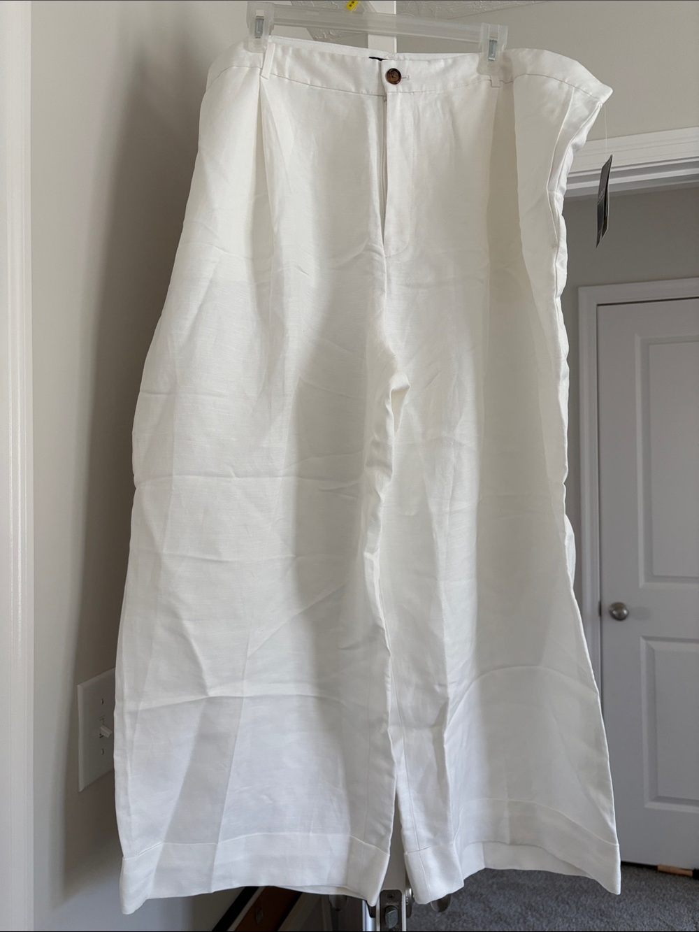 Ralph Lauren Women's White Wide-Leg Linen Trousers
